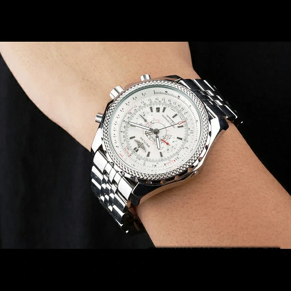 Breitling Bentley Chronograph White Dial Stainless Steel Strap new58294
