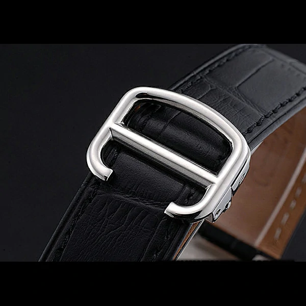 Cartier Ballon Bleu Diamond Case Black Dial Black Leather Bracelet new60603