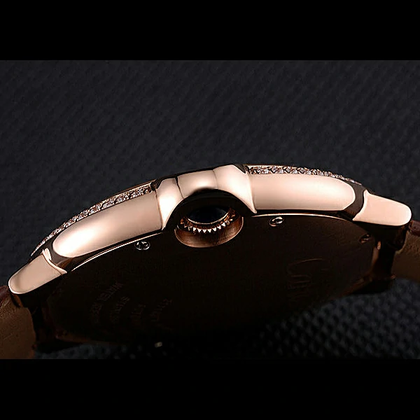 Cartier Ballon Bleu Diamond Case White Dial Brown Leather Bracelet new60604