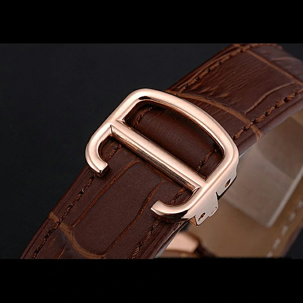 Cartier Ballon Bleu Diamond Case White Dial Brown Leather Bracelet new60604