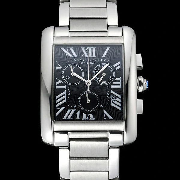 Cartier Tank MC Black Dial Stainless Steel Case And Bracelet new60624