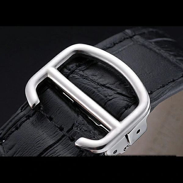 Cartier Tank MC Stainless Steel Case Black Dial Black Leather Strap new60072