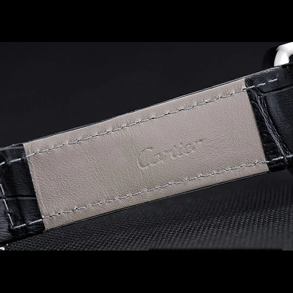 Cartier Tank MC Stainless Steel Case Black Dial Black Leather Strap new60072