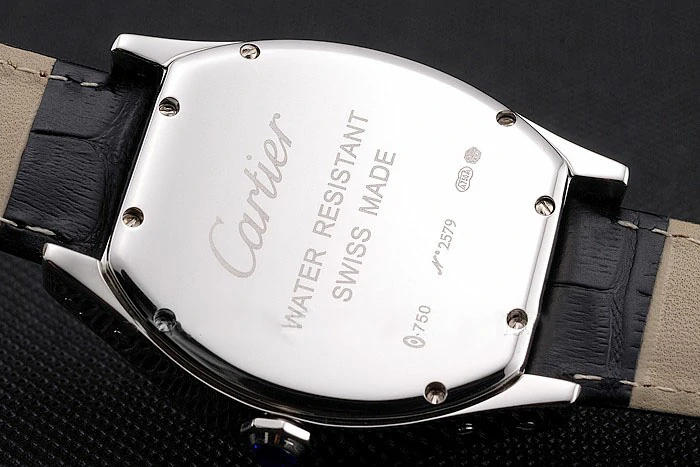 Cartier Tortue Perpetual Calendar White Dial Stainless Steel Case Black Leather Strap new121536