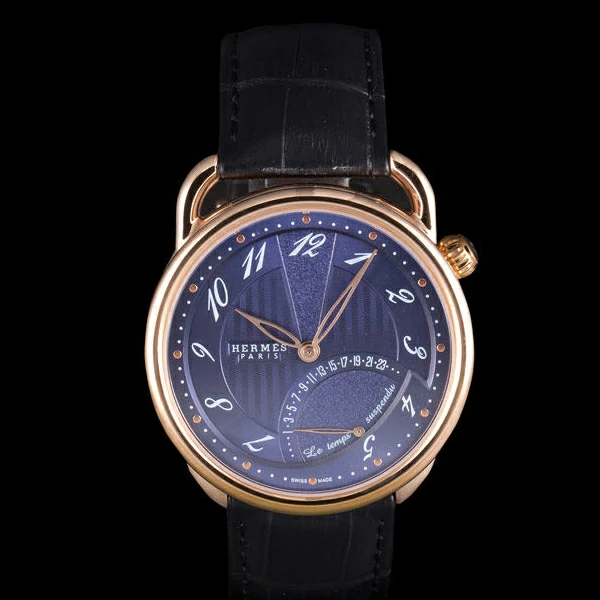 Hermes Classic Croco Leather Strap Navy Dial new59410