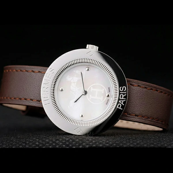 Hermes Classic MOP Dial Brown Leather Strap new58799