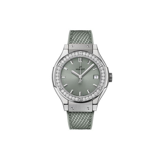 Hublot Replica Watch Classic Fusion Titanium Sage Green Diamonds, 581.NX.891G.NR.1104.