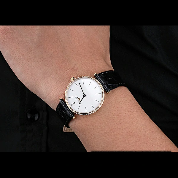 Longines La Grande Classique White Dial Diamond Bezel Black Leather Band Homme new60035