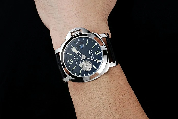Panerai Luminor Gmt Black Dial Black Leather Bracelet new10491