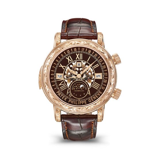 Patek Philippe Replica Watch Grand Complication, 18k Rose Gold, 44mm, Sky Moon Tourbillon 6002R-001