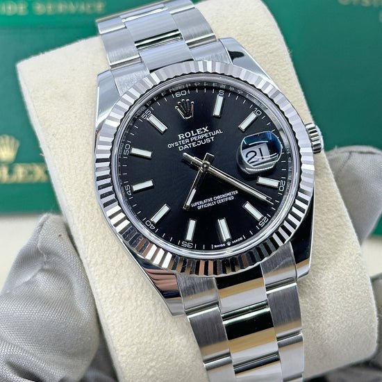 Pre-owned Rolex Replica Watch Datejust 41 Oystersteel and 18k White Gold 41mm Bright Black Dial Oyster, 126334-0017