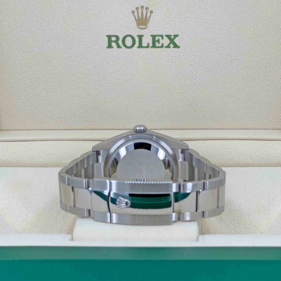 Rolex Replica Watch Datejust, 36mm, Oystersteel and 18k White Gold, Green Slate Roman, Oyster, Fluted, 126234-0046