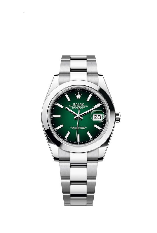 Rolex Replica Watch Datejust 41, Oystersteel, Green ombré dial, Smooth Oyster, 126300-0025