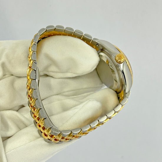 Rolex Replica Watch Lady Datejust 28, Oystersteel and 18k Yellow Gold, 28 mm, Champagne, Fluted, Jubilee, 279173-0001