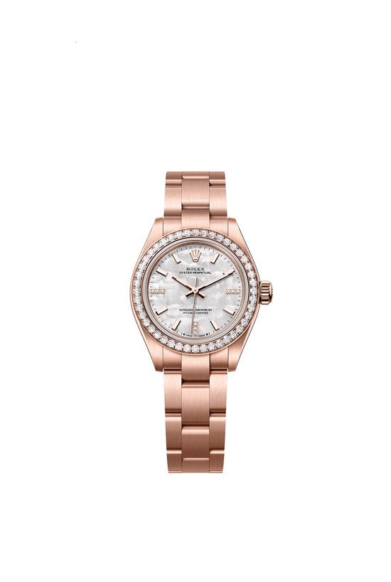 Rolex Replica Watch Oyster Perpetual 28, 18k Everose Gold and Diamonds, 28mm, White Mother-of-Pearl dial, Oyster, 276245rbr-0001